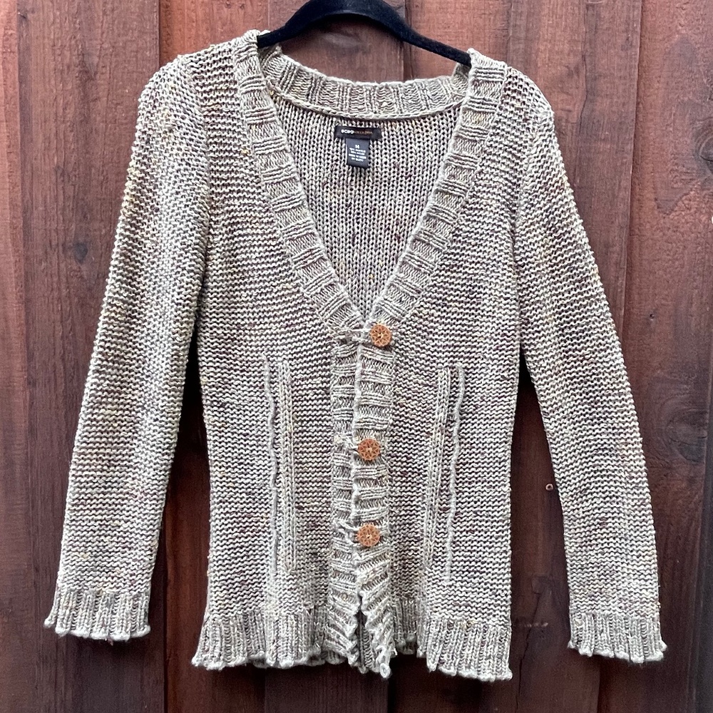 BCBGMaxAzria GREEN loose chunky knit cardigan sweater Medium